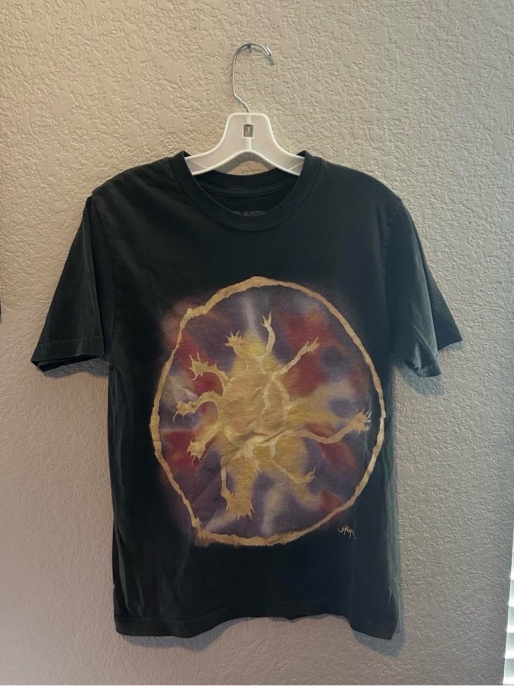 Travis Scott Black Tee with Gold, Purple and Red Circular Graphic